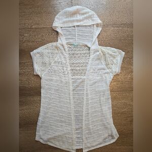 MAURICES Women's Ivory Cream Hooded Lightweight Sweater Cardigan M